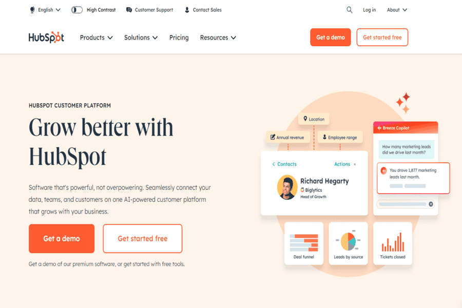 HubSpot marketing automation dashboard