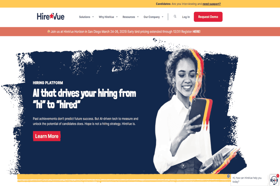 HireVue video interviewing and assessment platform