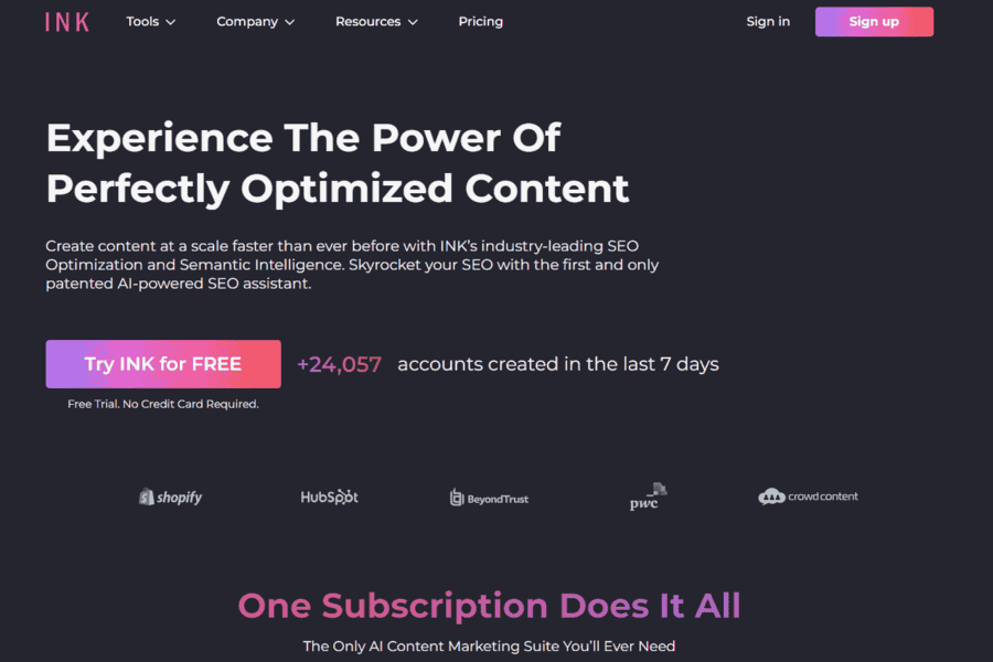INK Editor SEO writing tool