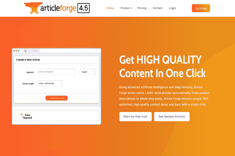 Article Forge automated content tool