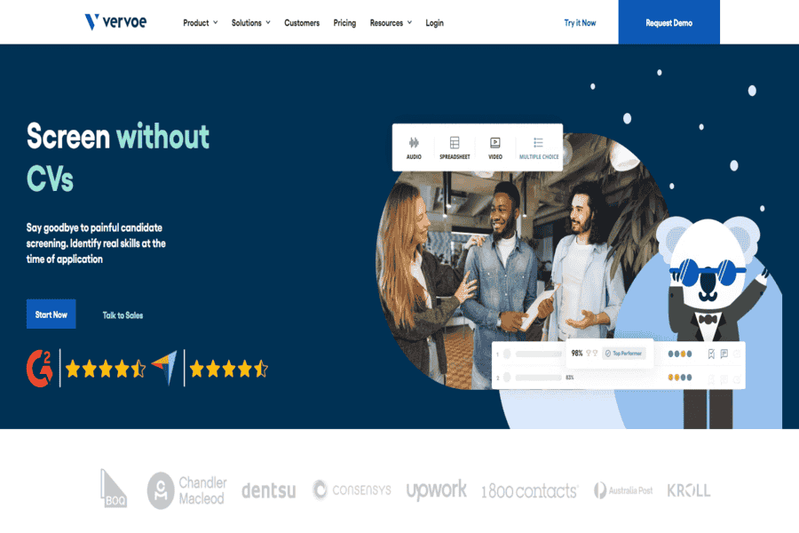 Vervoe skills-based hiring assessments