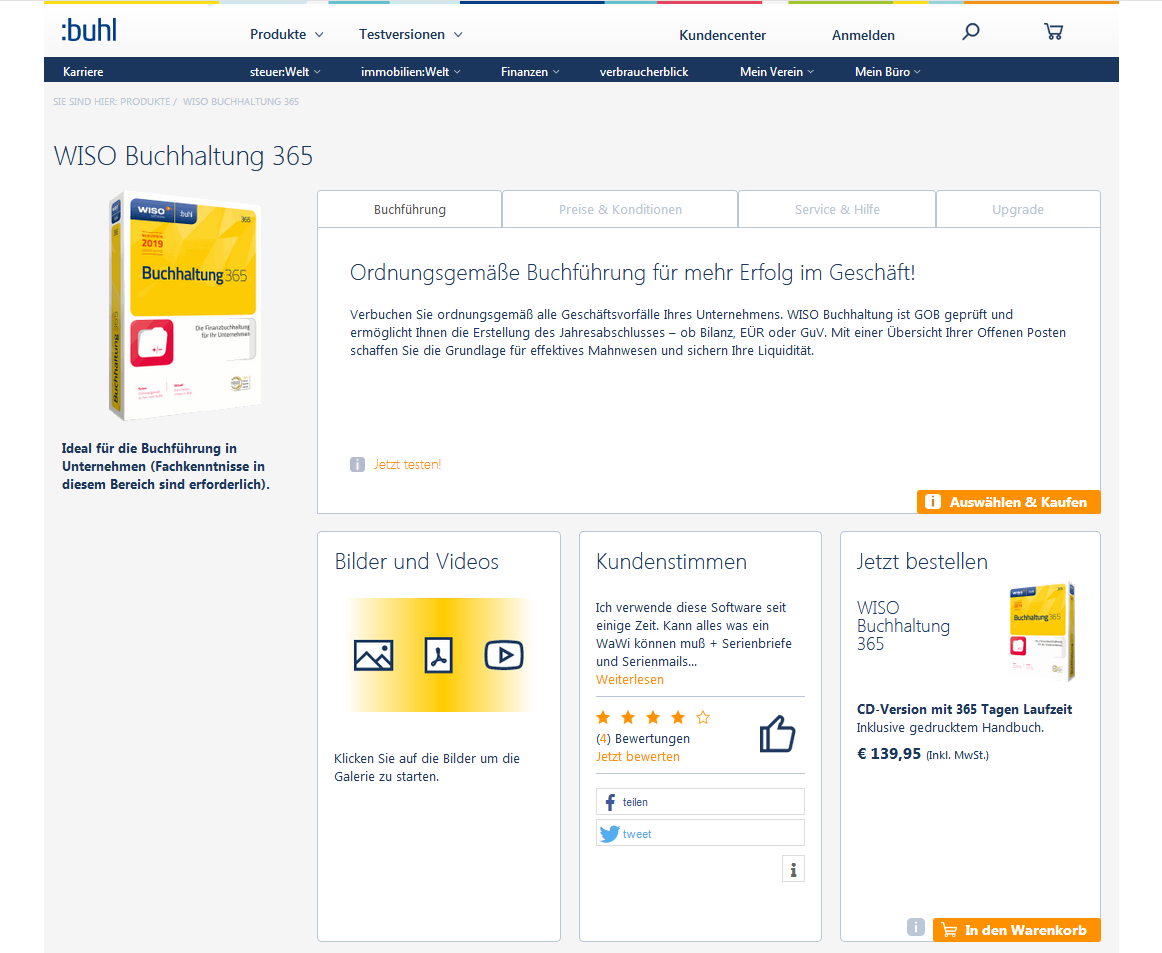 Product website for WISO Accounting 365