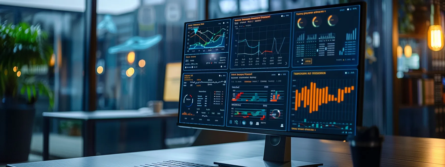 A computer monitor displaying various graphs related to compliance risks and the role of TEM software.