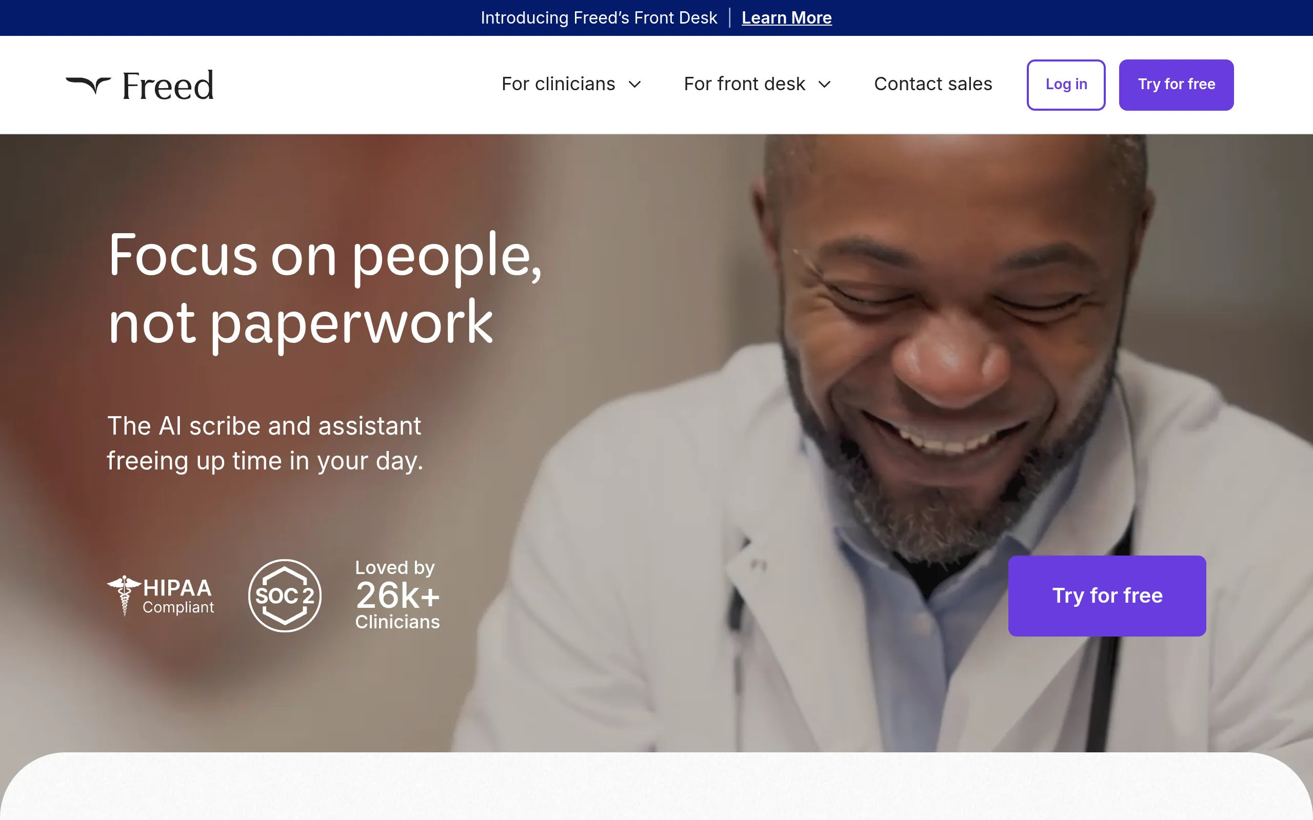 freed-ai-ambient-medical-scribe-soap-note-homepage