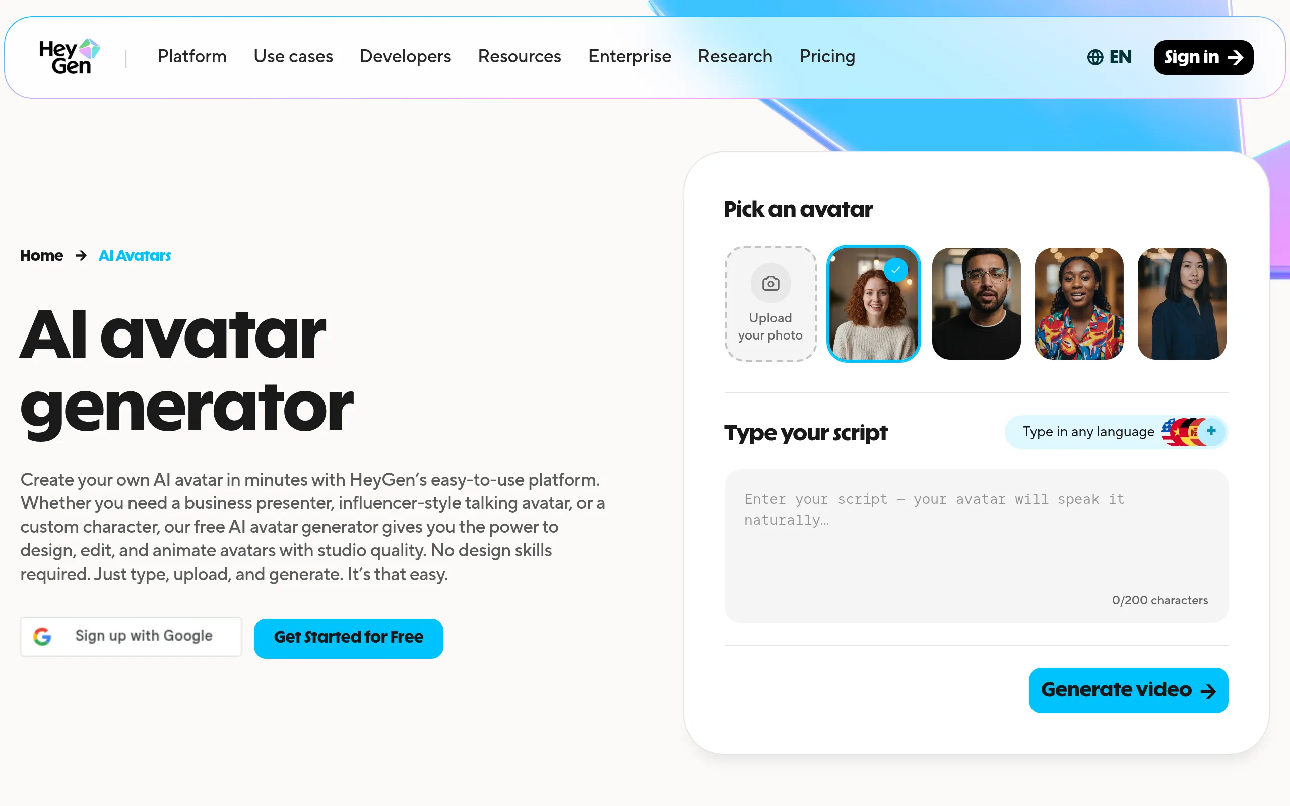 heygen-ai-avatar-generator-landing-page