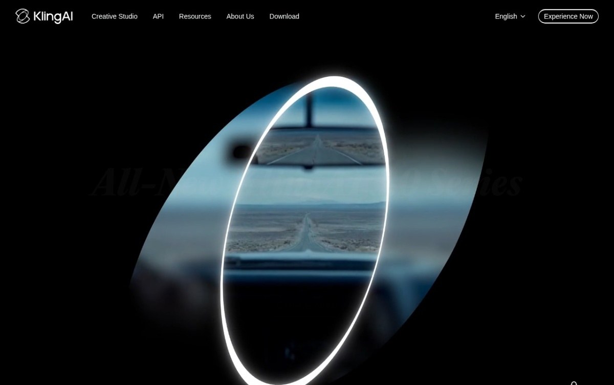 Kling AI homepage showing its generative video model