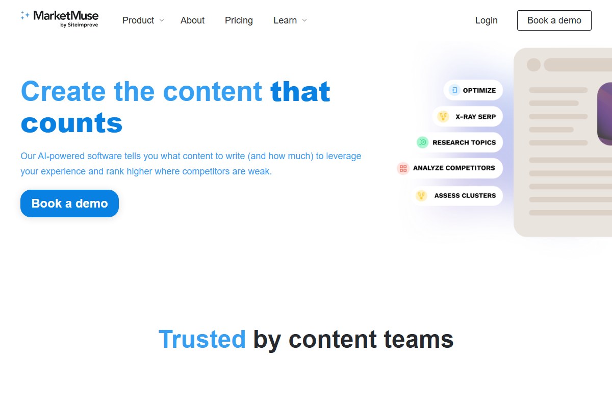 MarketMuse by Siteimprove home page