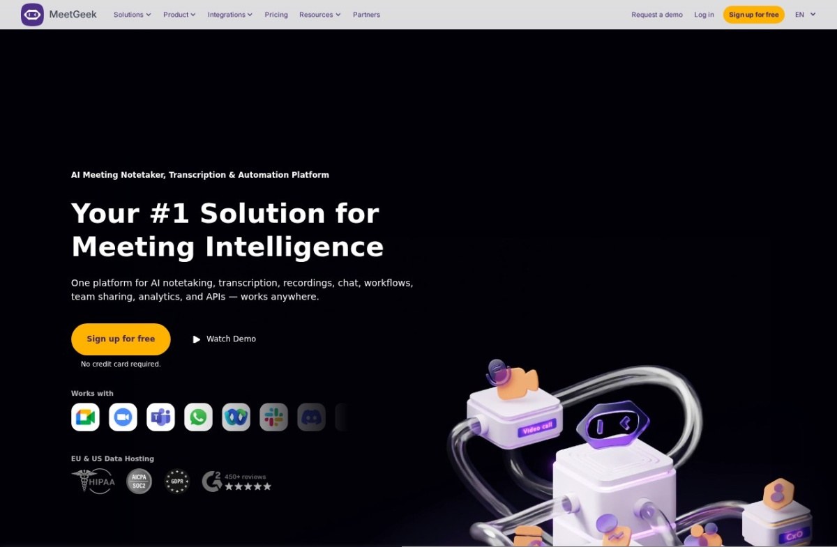 MeetGeek meeting intelligence home page