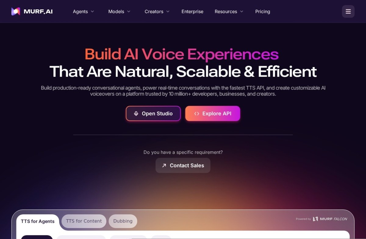 Murf AI voice generator home page