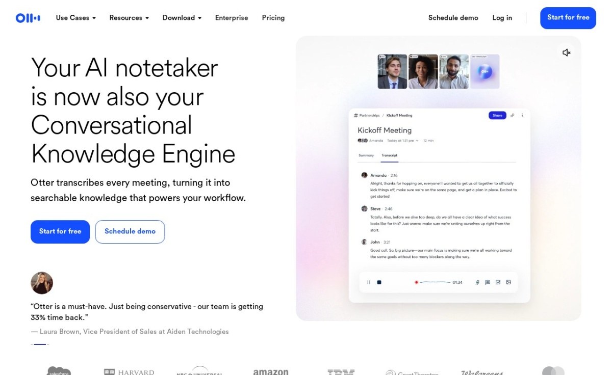 Otter.ai notetaker home page