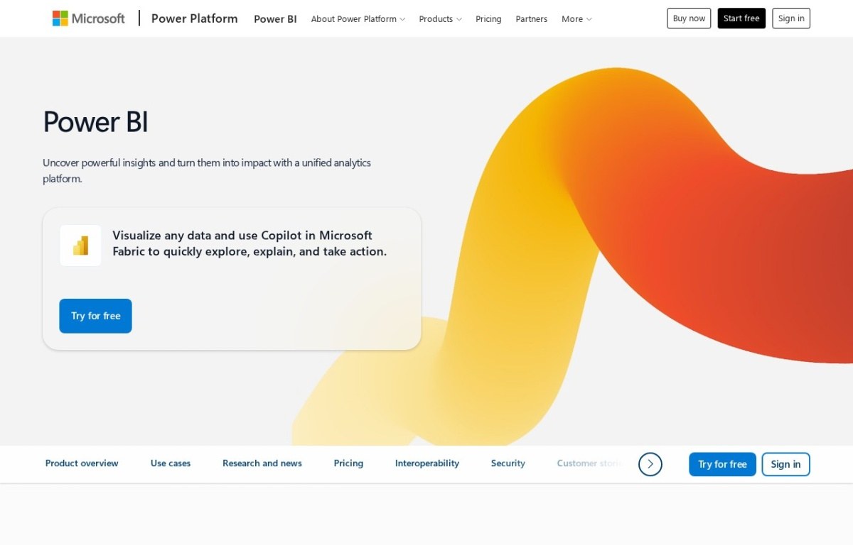 Power BI Copilot page on Microsoft Power Platform