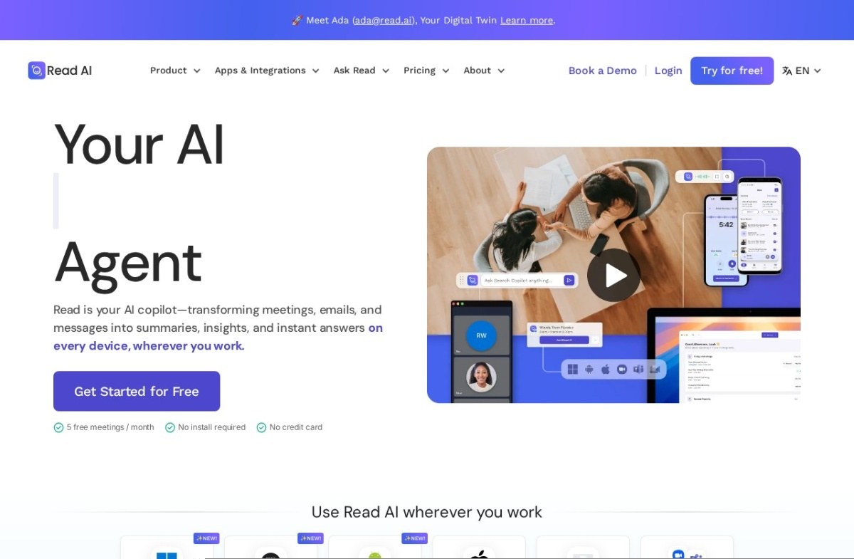 Read AI meeting copilot home page