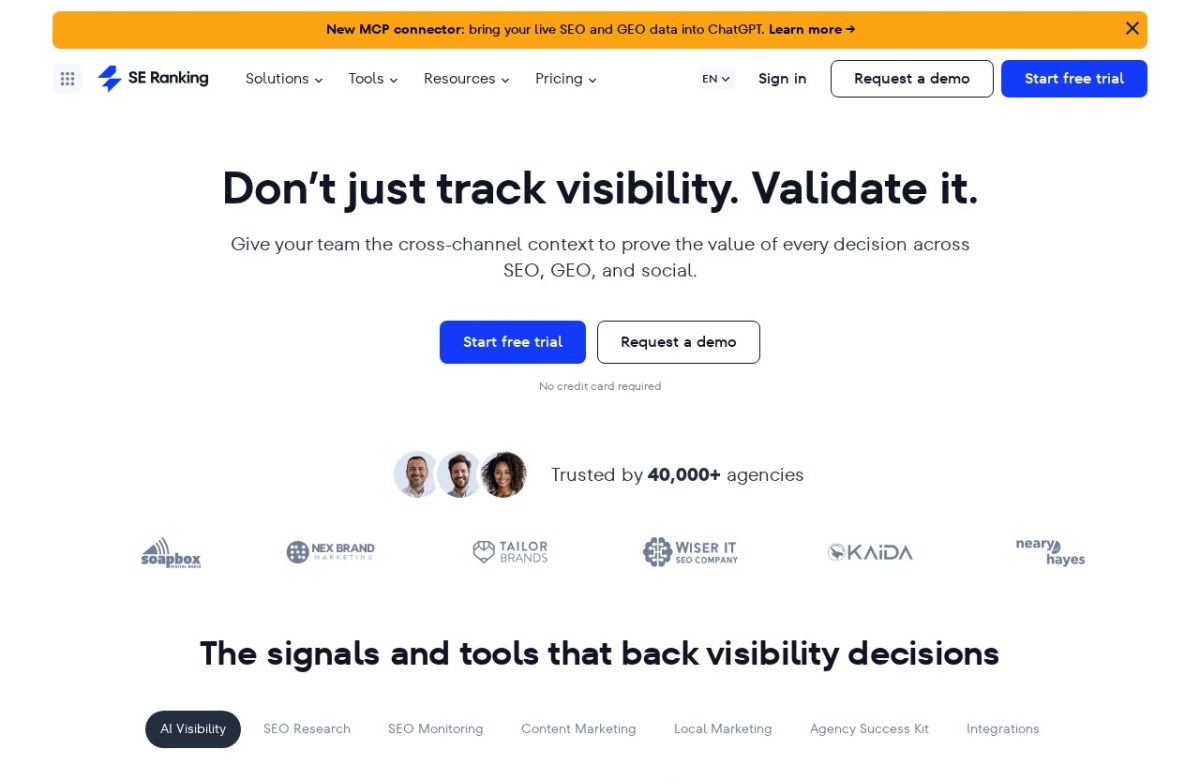 SE Ranking home page