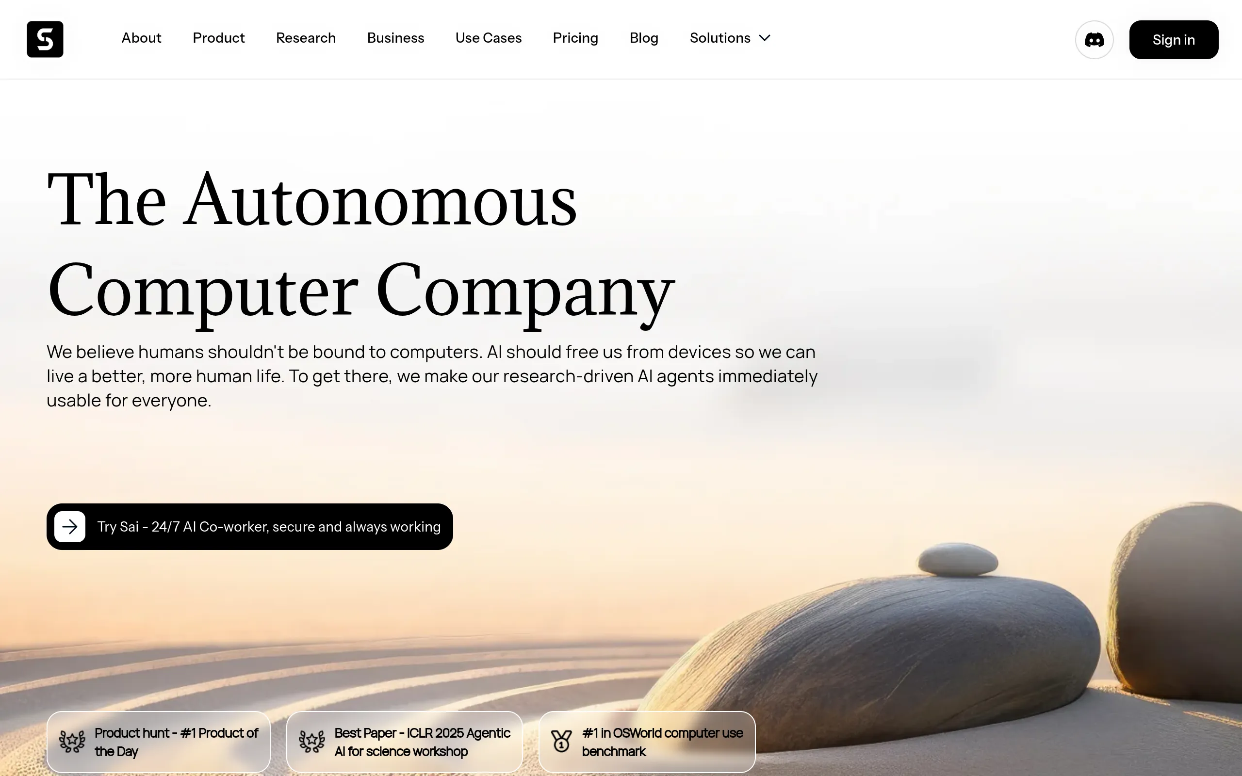 simular-pro-sai-autonomous-computer-use-agent-homepage