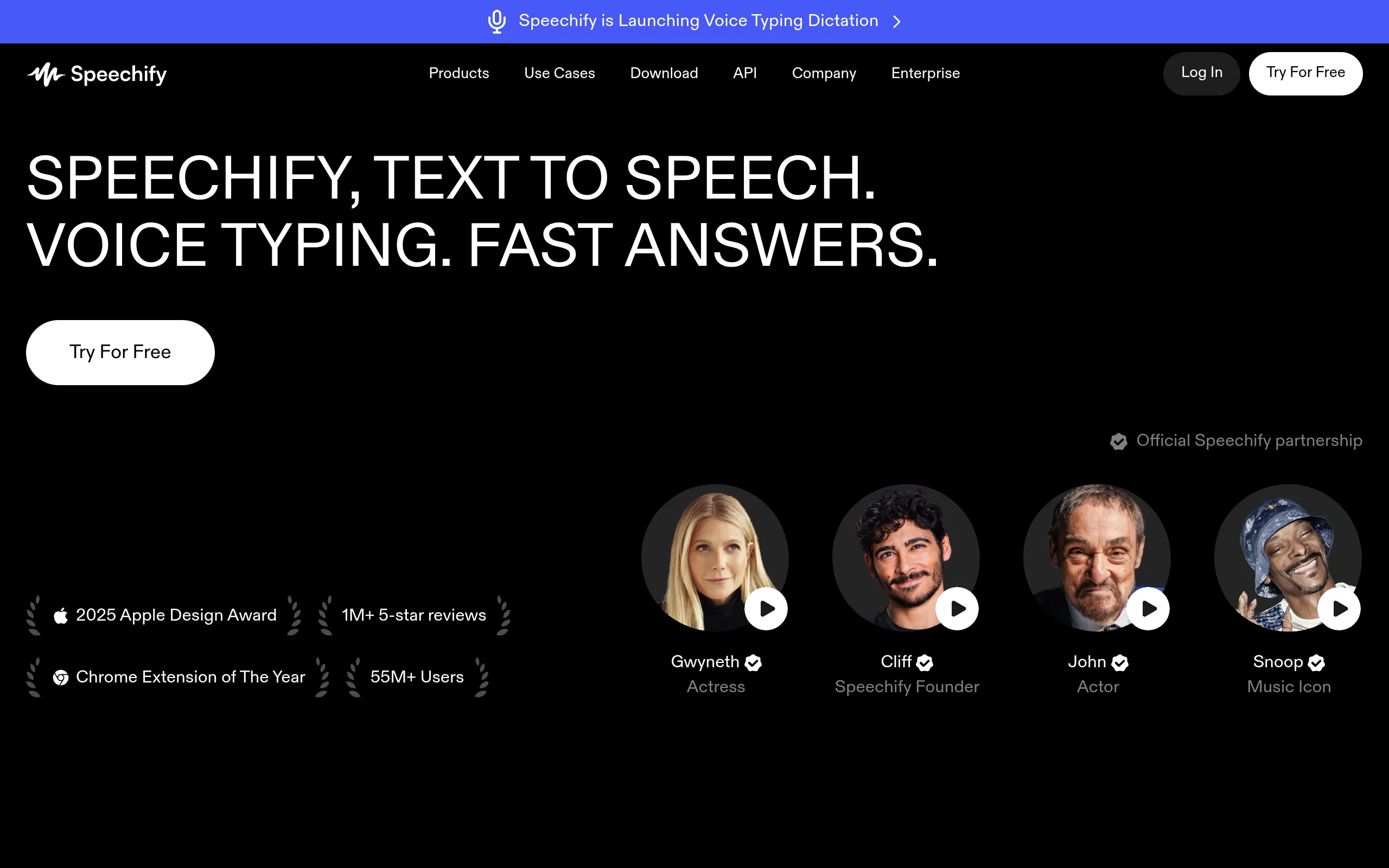 speechify text to speech and voice ai assistant homepage