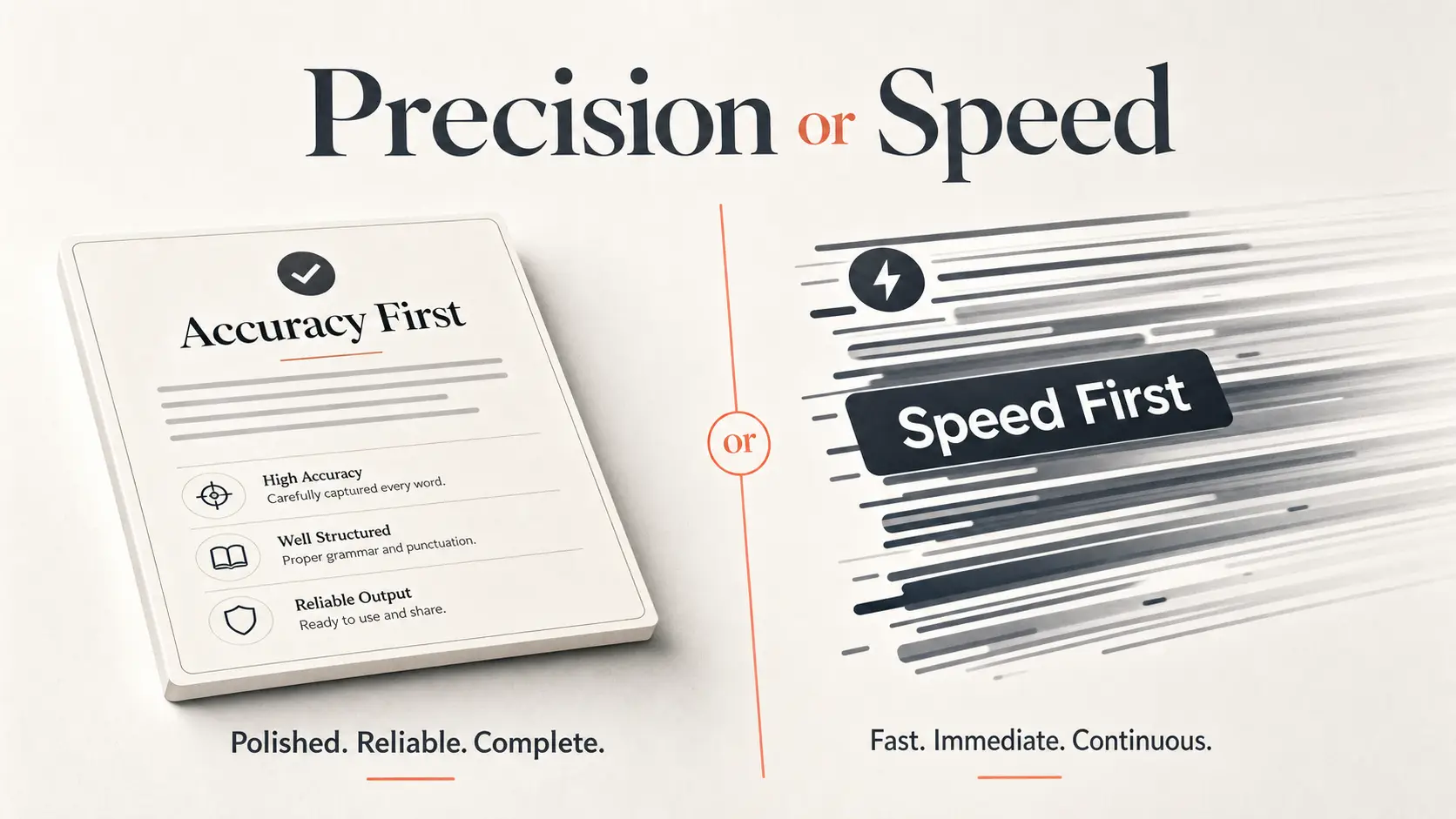 two-side-contrast-of-accuracy-first-versus-speed-first-transcription
