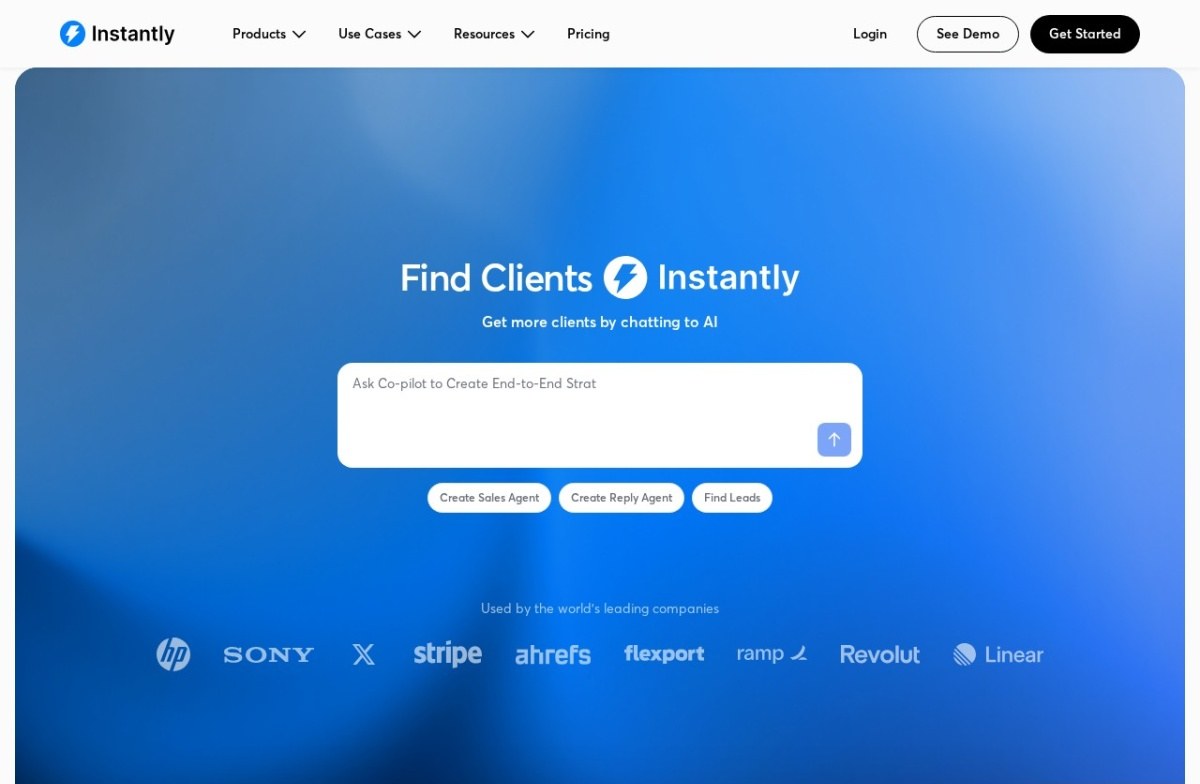 Instantly AI cold email infrastructure home page