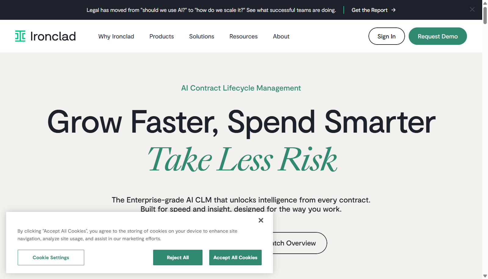 Ironclad AI contract lifecycle management home page