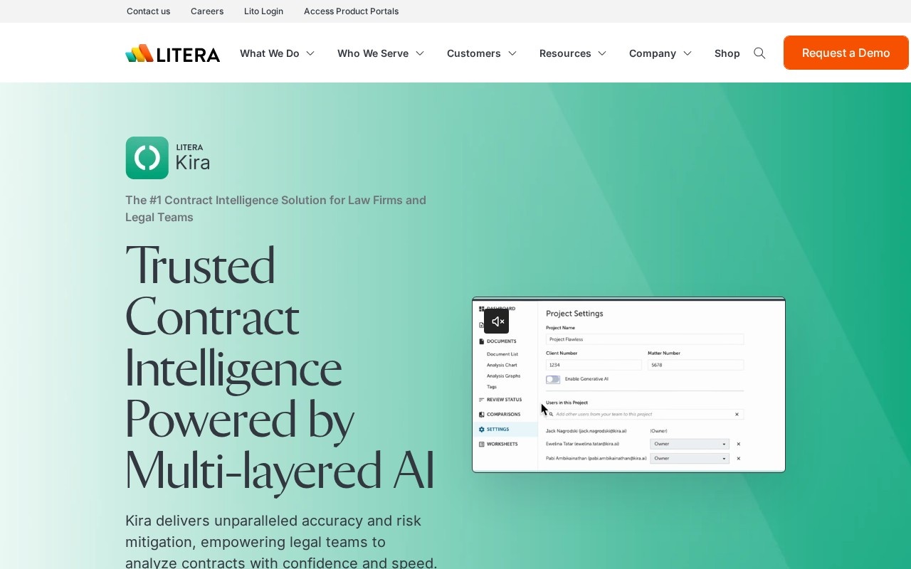 LITERA Kira contract intelligence home page