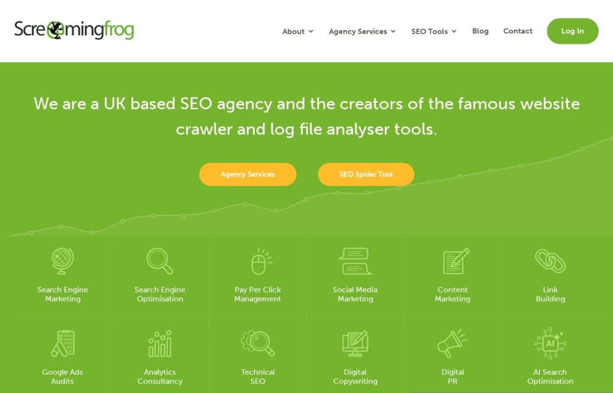 Screaming Frog SEO Spider home page