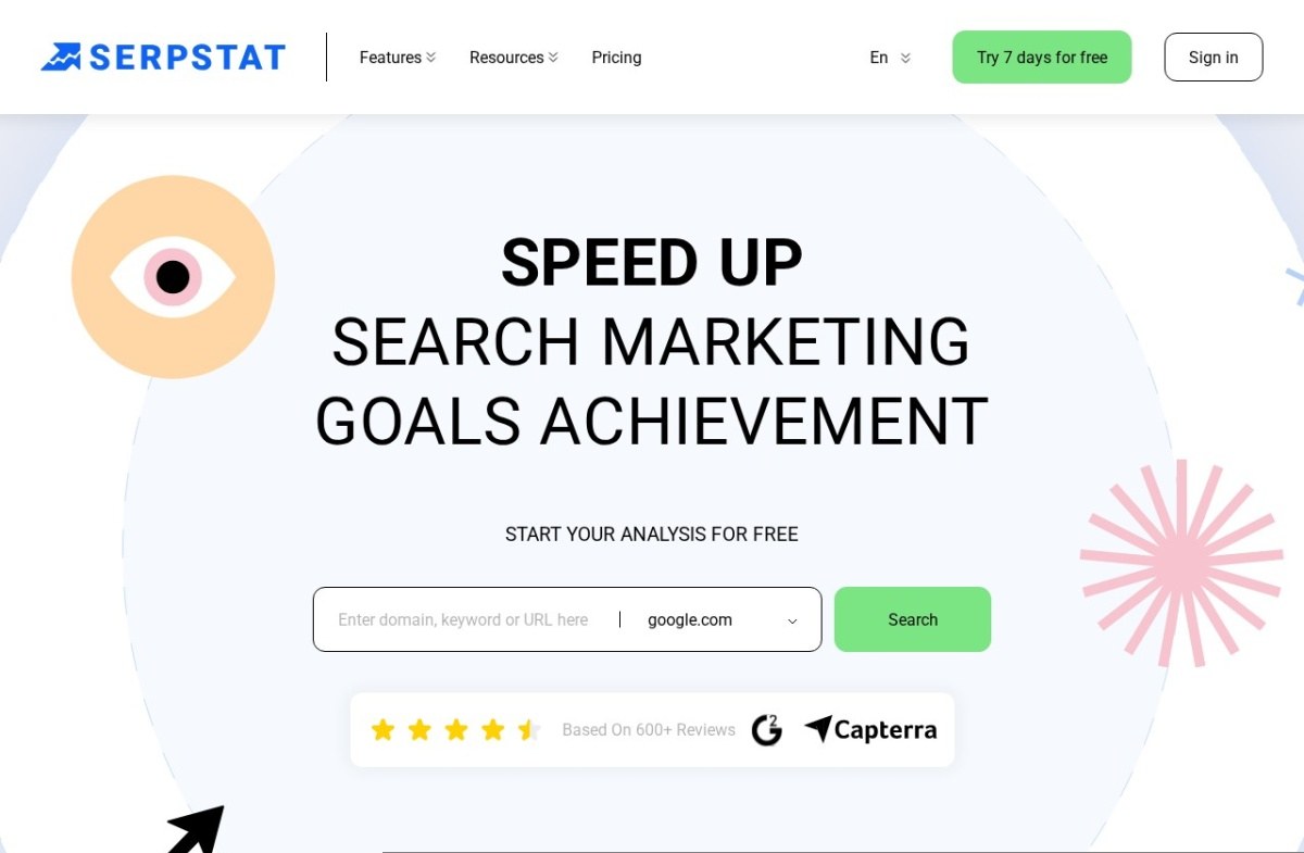 Serpstat home page