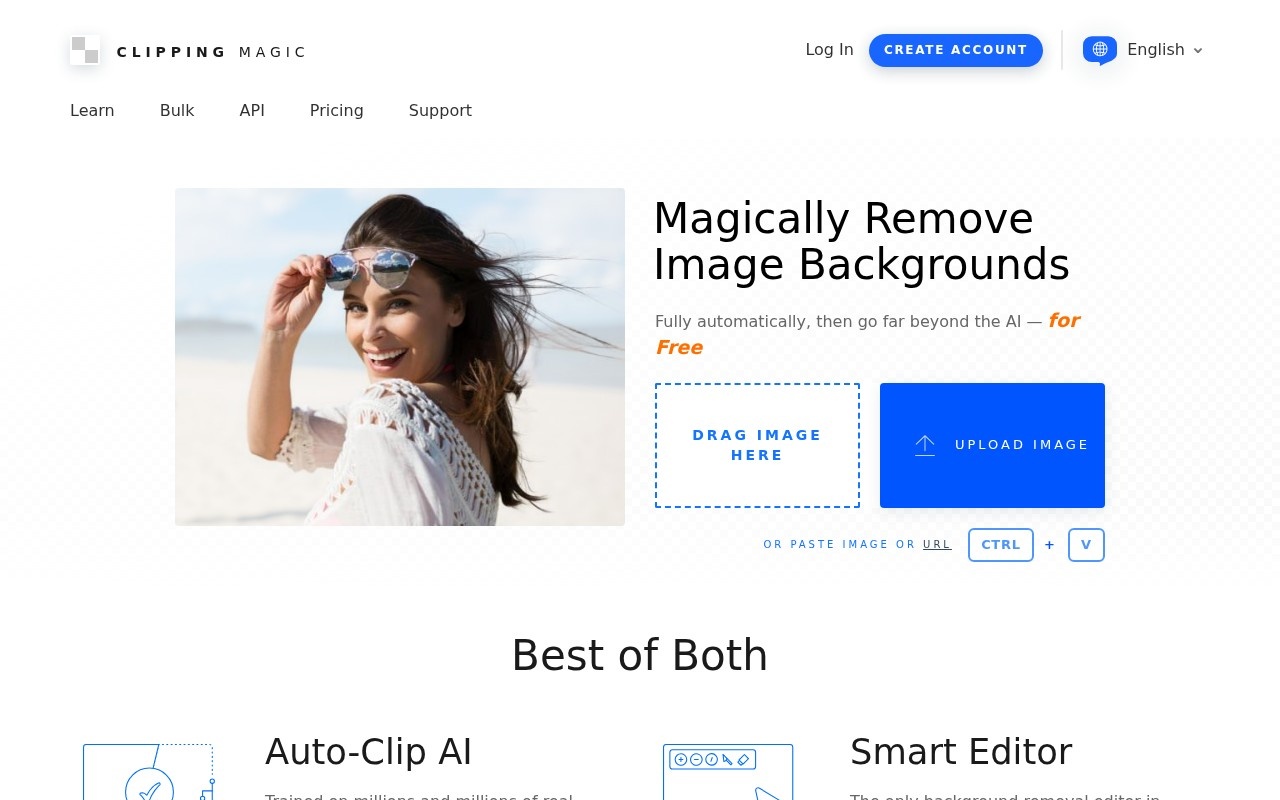 Clipping Magic background removal home page