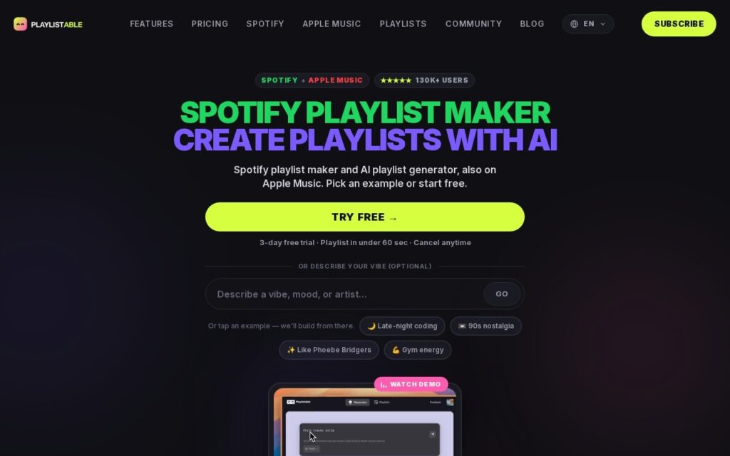 Playlistable screenshot 1
