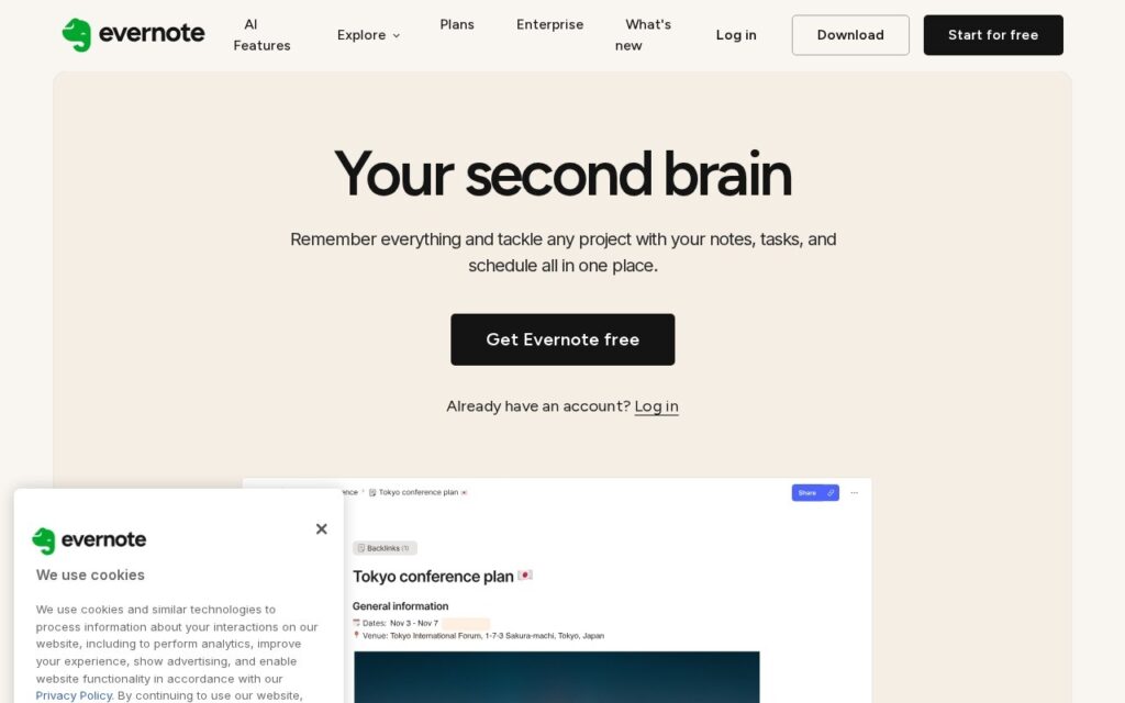 Evernote screenshot 1