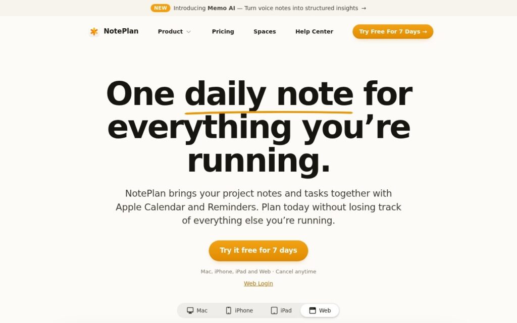 NotePlan screenshot 1