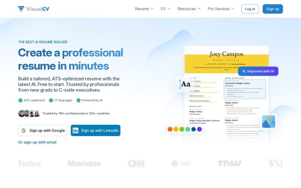 VisualCV screenshot 1